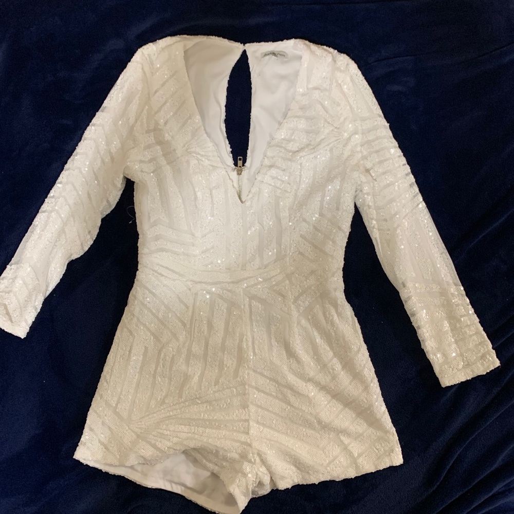 White Sequence Romper